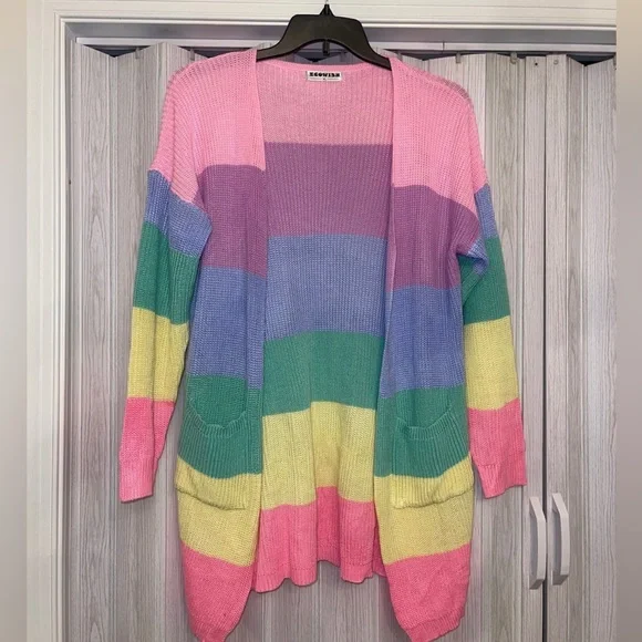 Rainbow Open Front Cardigan Size XL NWOT*SOLD* - Picture 1 of 6